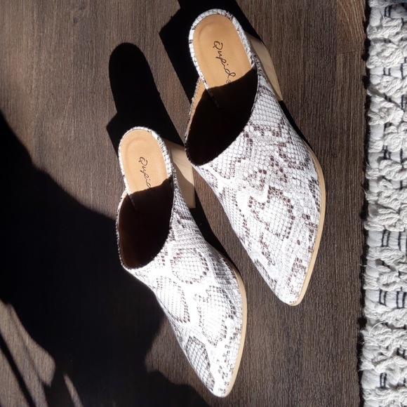 Snake pointy toe stacked block heel Mule Sanda - Picture 8 of 10